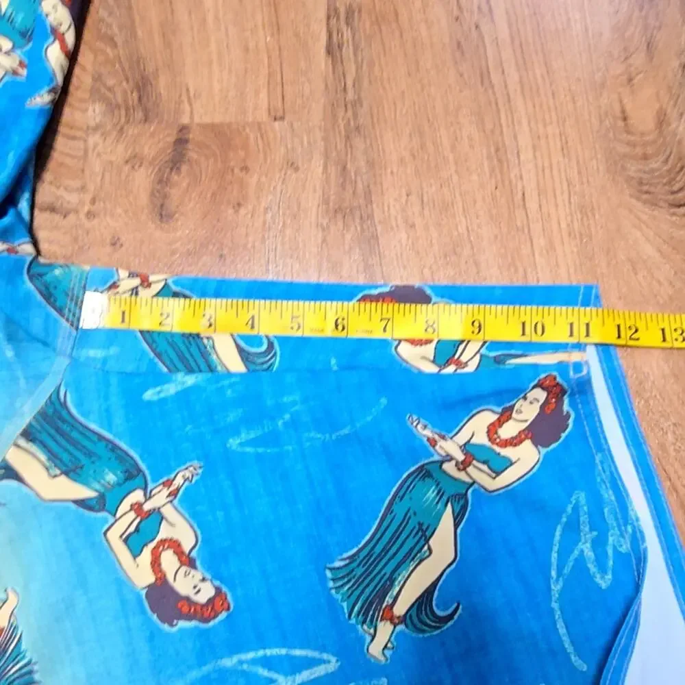 Hang Ten Hula Girl Graphic Board Shorts Orange Blue Mens 38 Swim Trunks